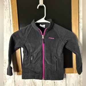 Columbia Fleece Jacket Girls Size 4T Black with Pink trim